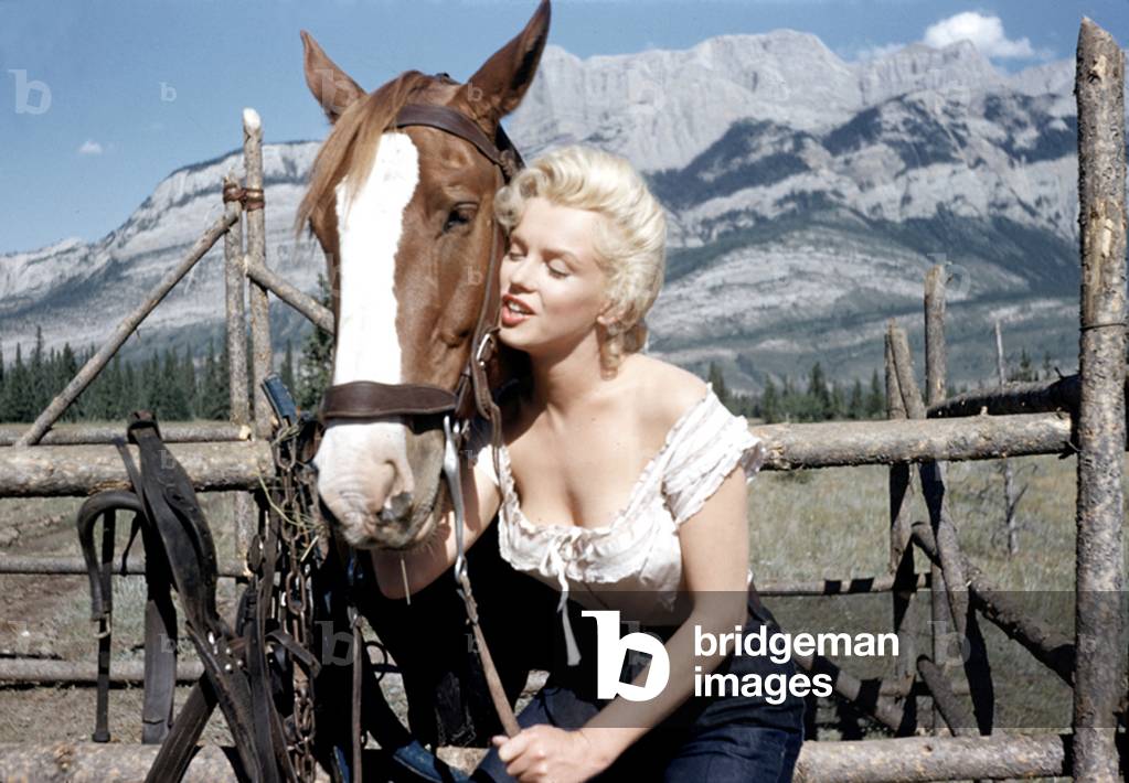 On the set of River of no Return, 1954 (photo)