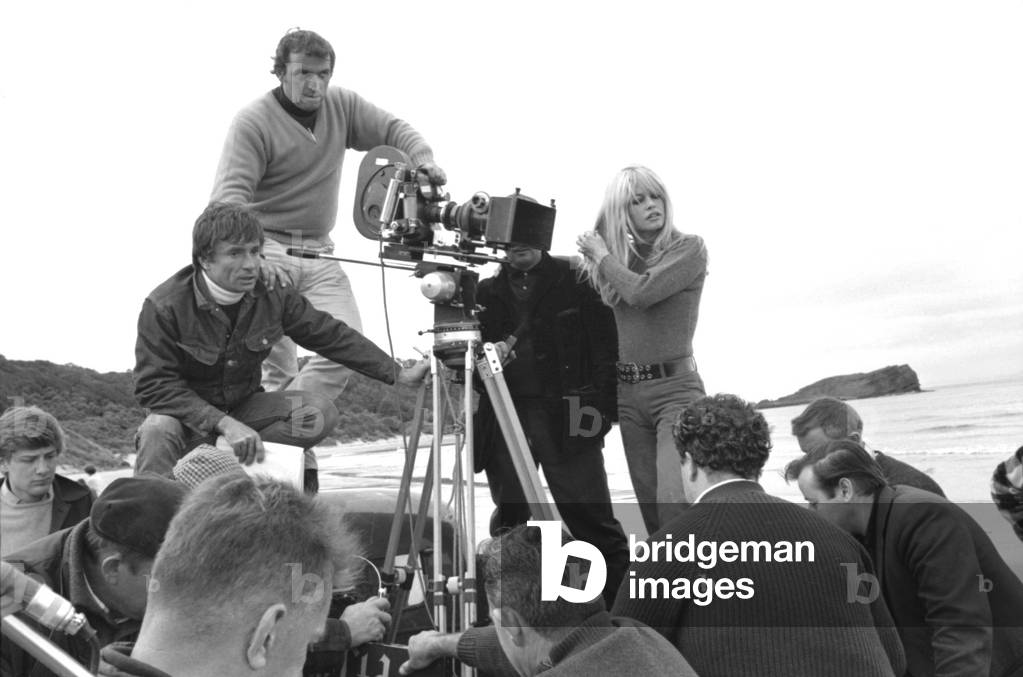 On The Set, Brigitte Bardot and Serge Bourguignon, A Coeur Joie 1966 (b/w photo)