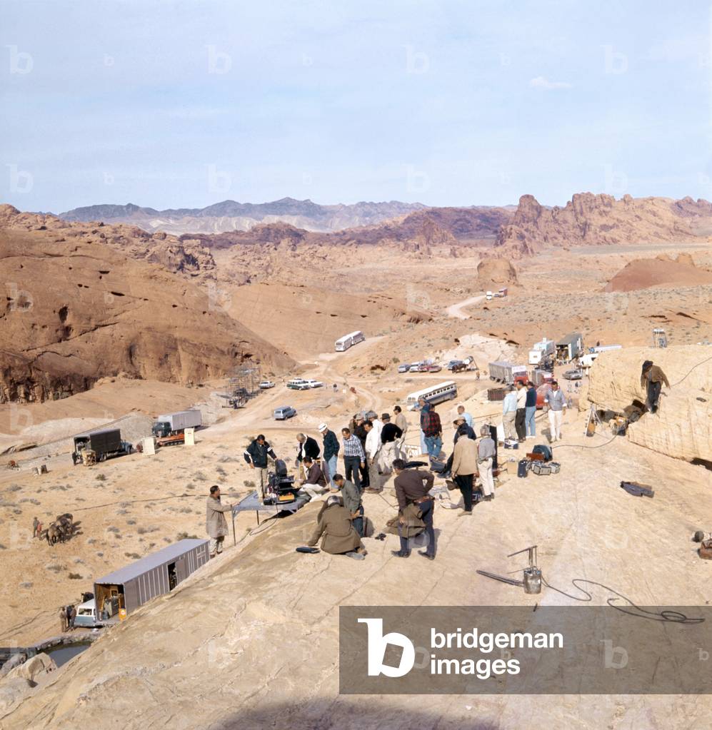 On The Set, The Crew With Lee Marvin And Robert Ryan.