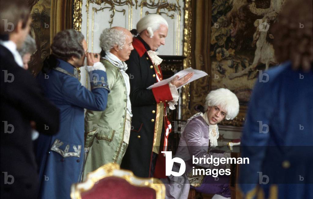 Jeffrey Jones And Tom Hulce., Amadeus 1984 Directed By Milos Forman