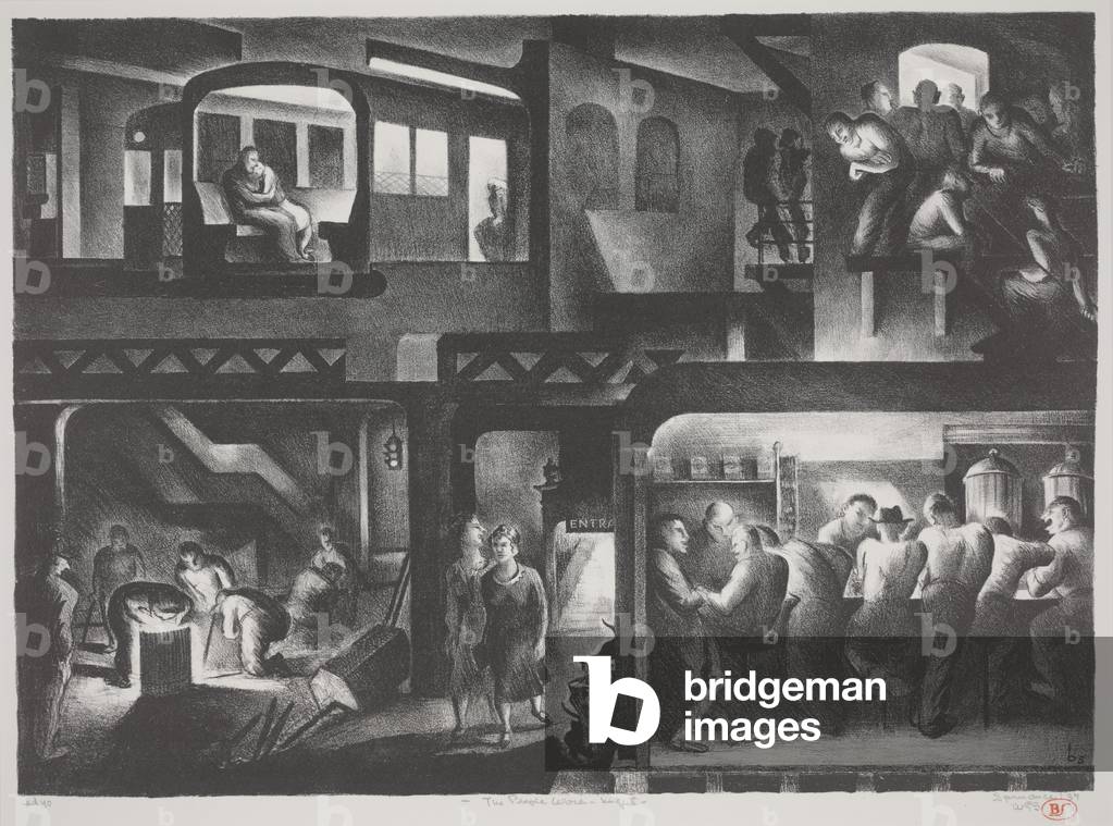 The People Work – Night, 1937 (litho)