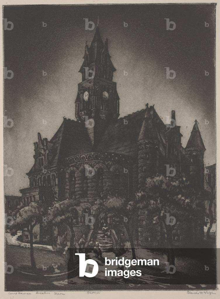 Courthouse, Decatur, Texas (aquatint)