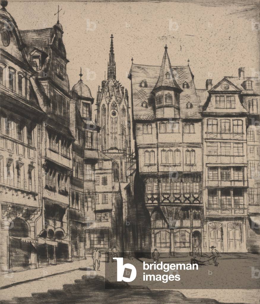 German street scene (drypoint)