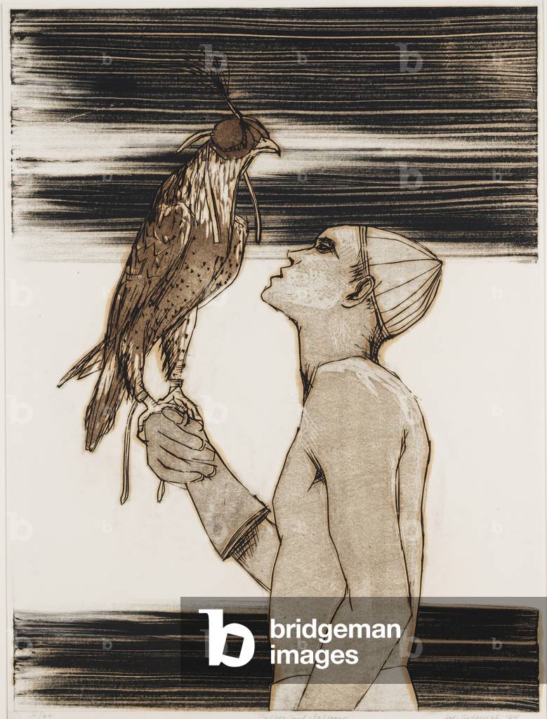 Falcon and Falconer, 1964 (etching & colour litho)