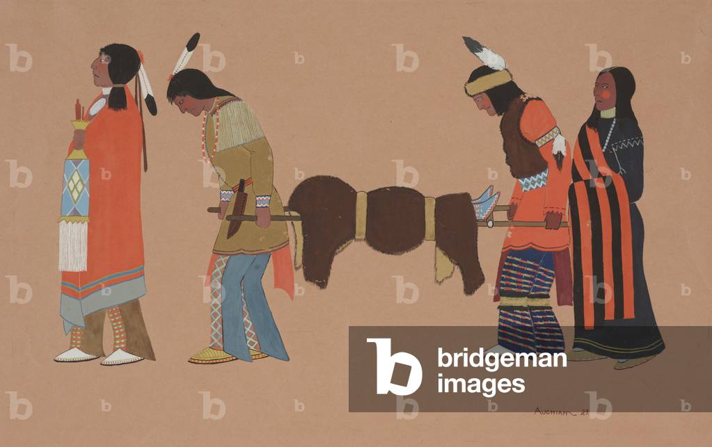 The Burial, 1929 (tempera on orange paper)