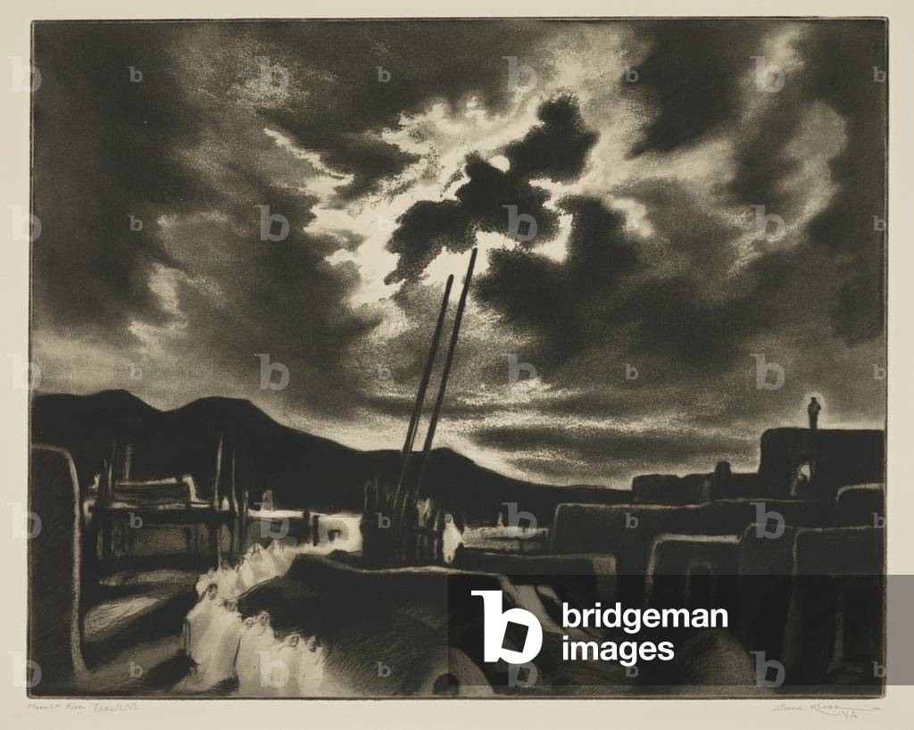 Moonlit Kiva, 1953 (drypoint & aquatint)