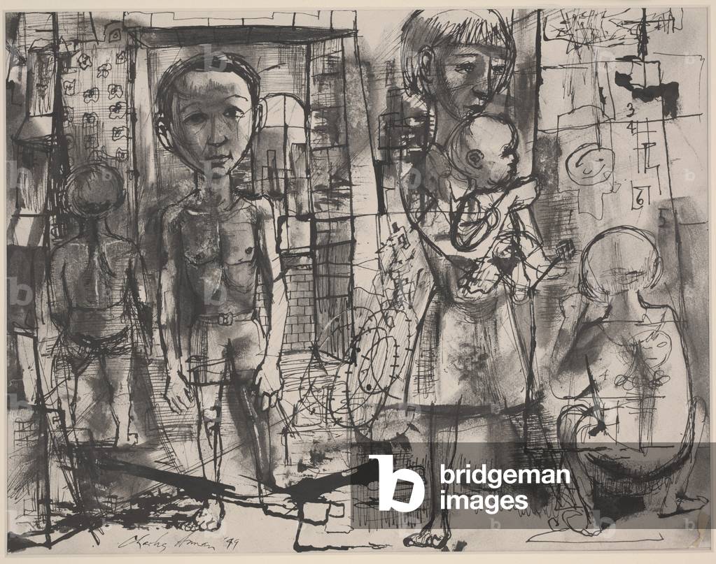 Children, 1949 (pen & ink with wash)