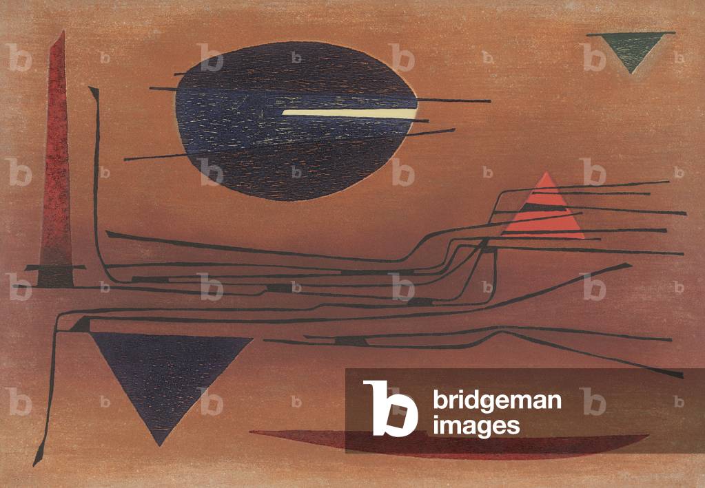 Valley in the Night, 1958 (color etching)