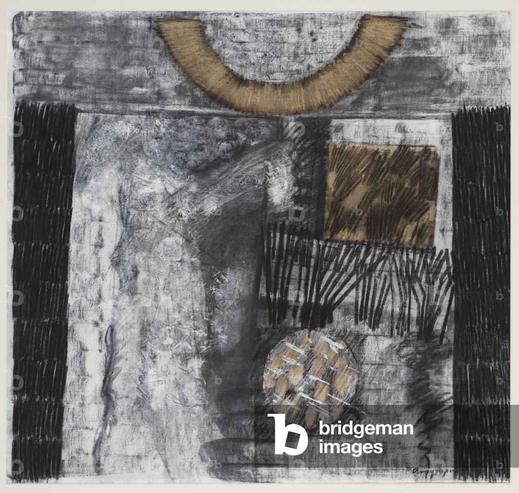 Landscape (charcoal & gold paint on canvas)