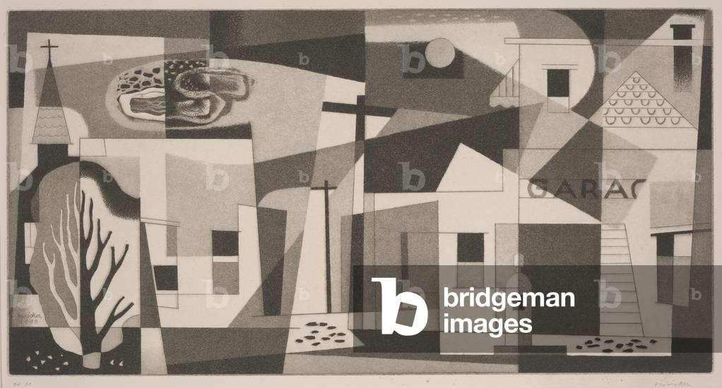 Small Town Elements, 1949 (aquatint)