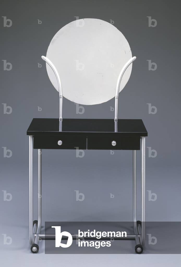 Dressing table with mirror (model no. 412), 1940 (aluminum, wood, glass, formica, and rubber)