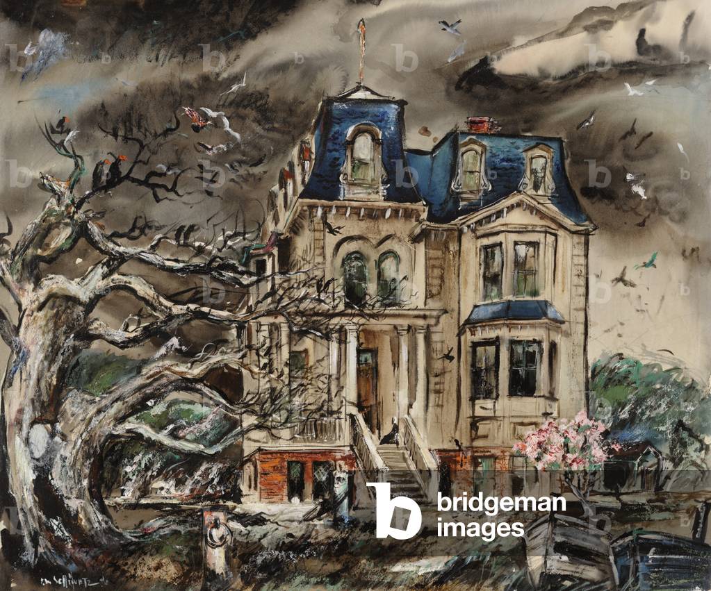 The Fulton House, 1946 (w/c & oil on board)