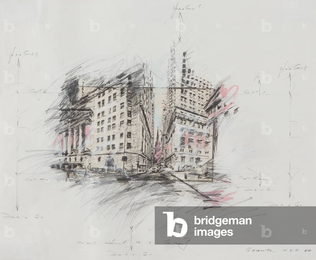 Wall Street, 1980 (pencil on paper)