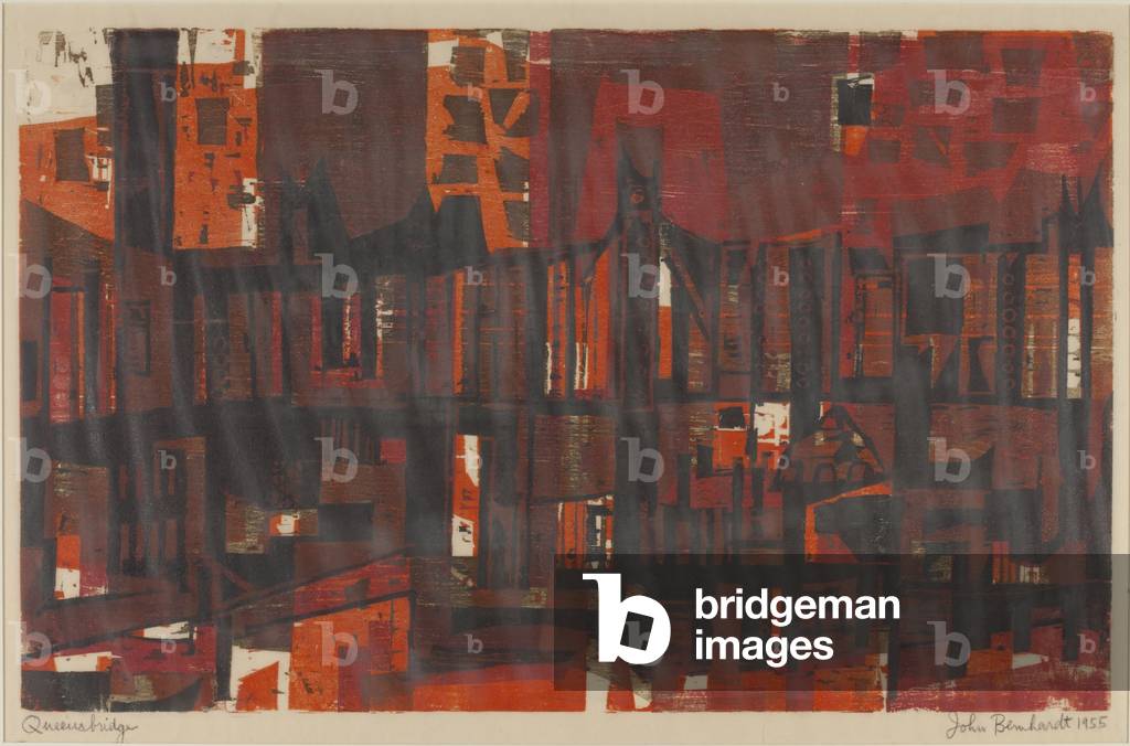 Queensbridge, 1955 (colour woodcut)