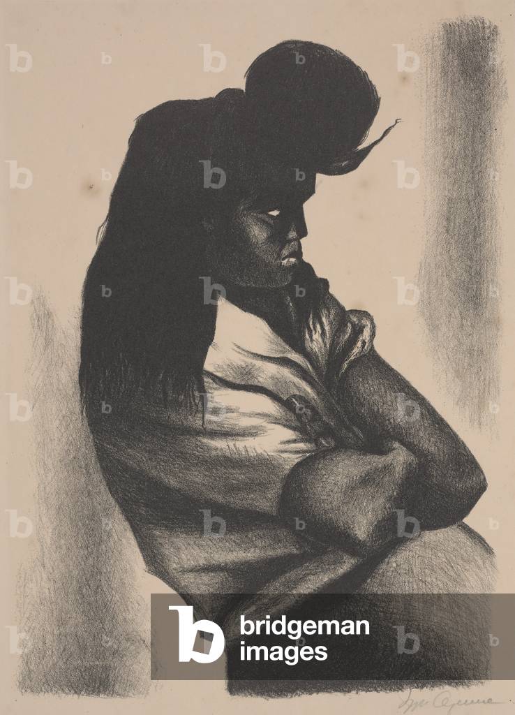 Woman in the Coal Line-Up, 1947 (litho)