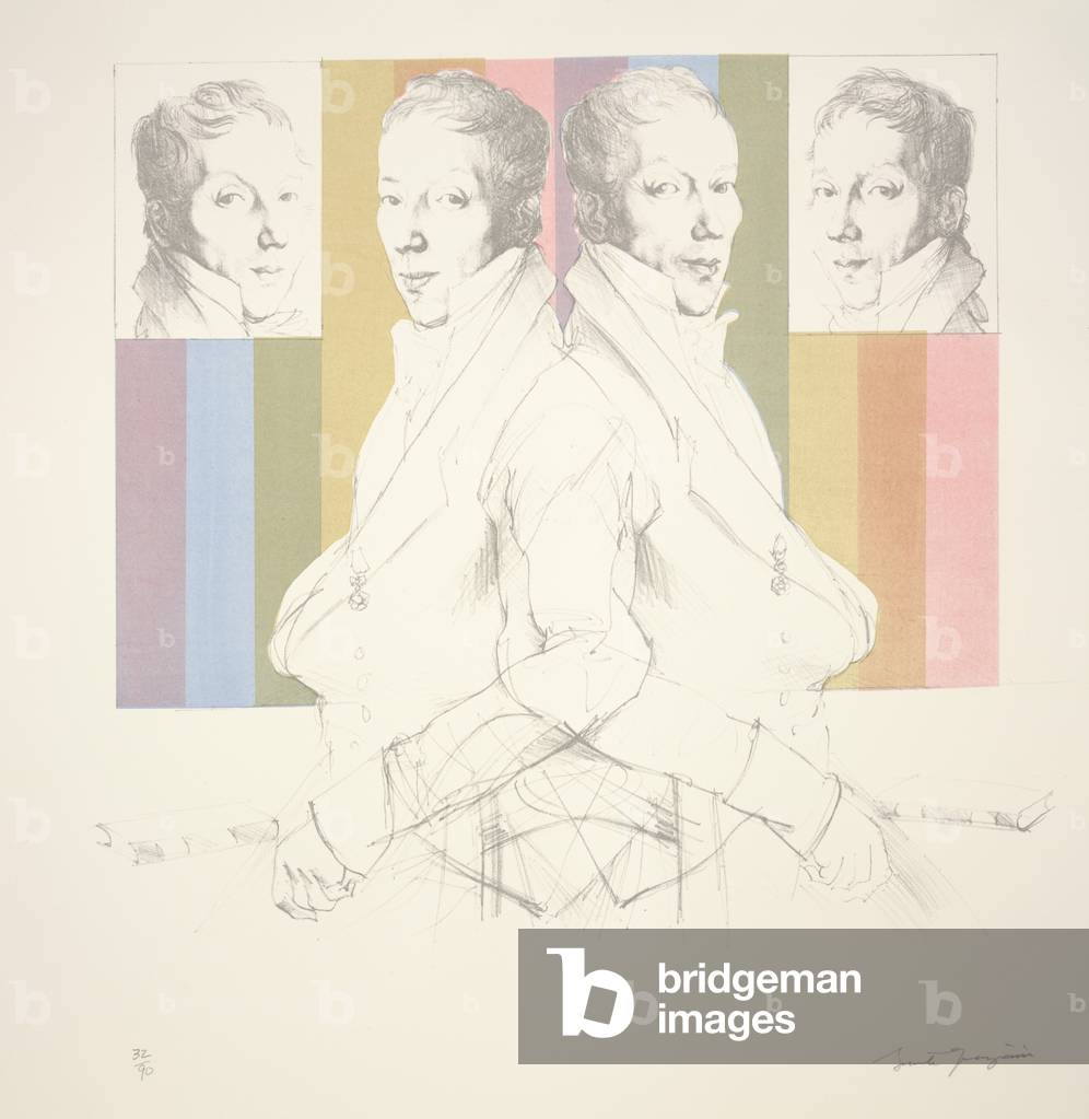 A Gentleman Repeated 2 Plus 2 Times: Portrait Study (after Ingres), 1966 (litho & serigraph)