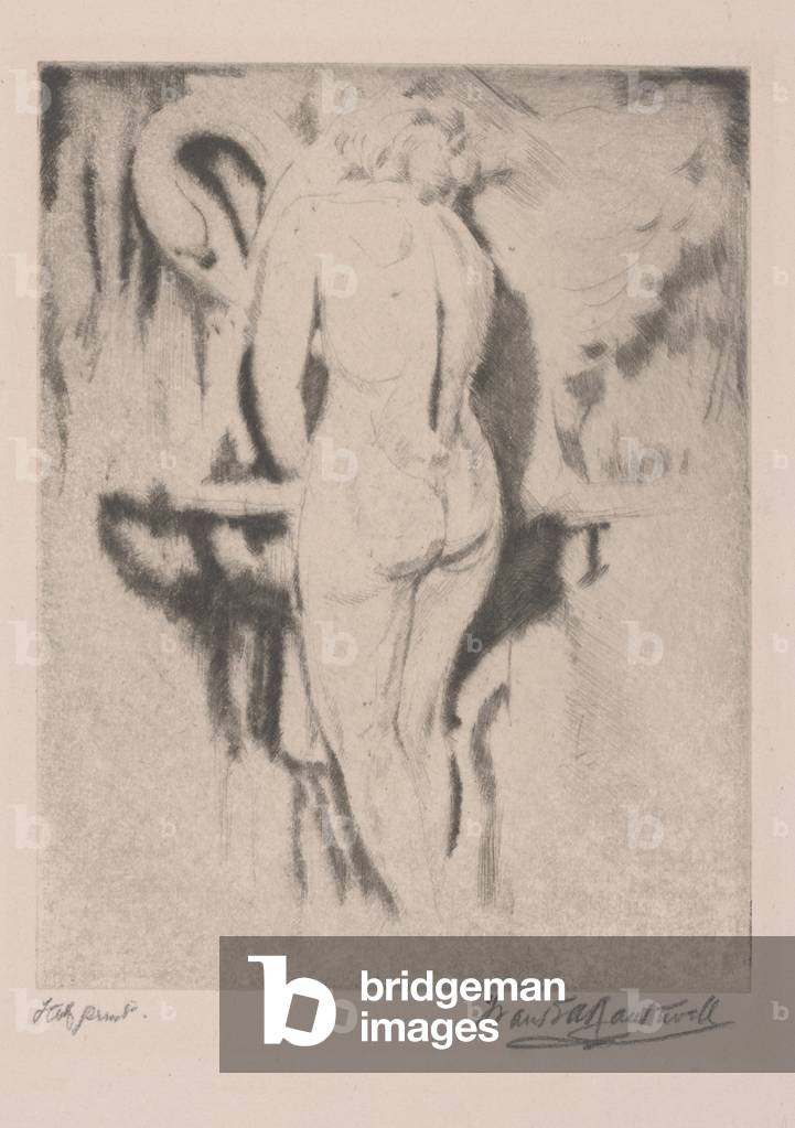 Untitled (Nude and Swan) (etching)