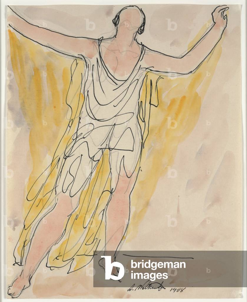 Isadora Duncan Dancing, 1908 (ink & w/c on paper)