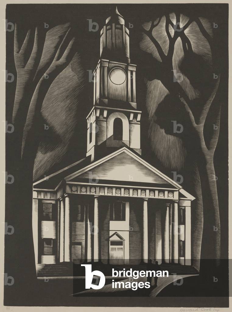 New England Church, 1931 (wood engraving)