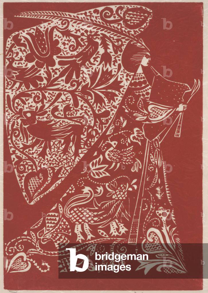 Bagpipe, 1962 (color woodcut)