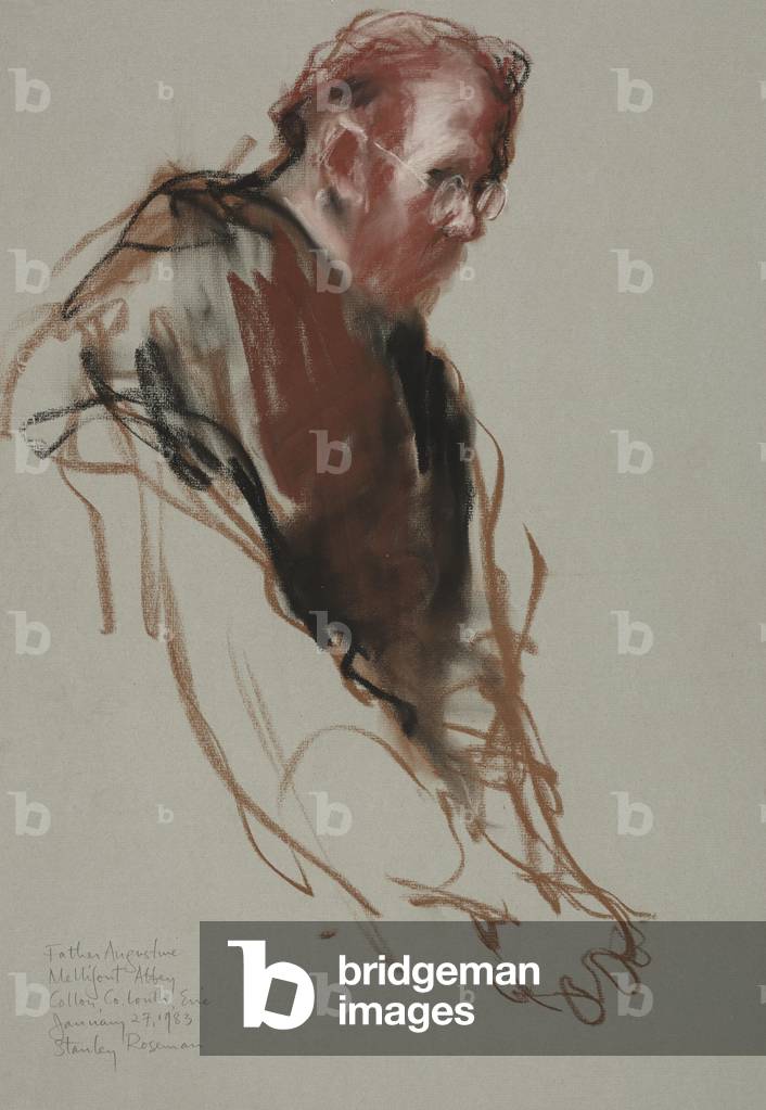 Father Augustine in Choir, 1983 (chalk on paper)