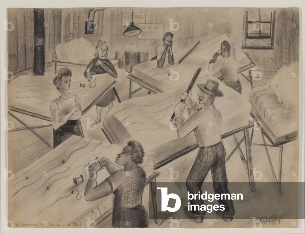 The Government Will Give You a Bed, 1941 (graphite on paper)
