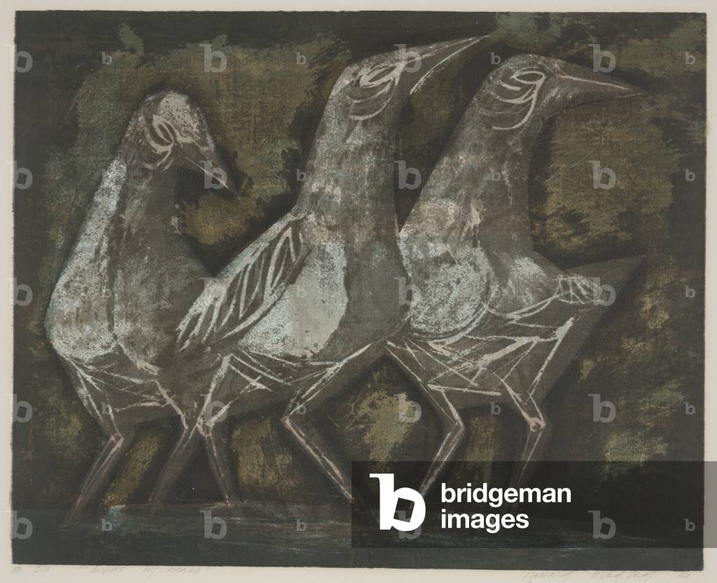 Birds by Beach, 1951 (serigraph)