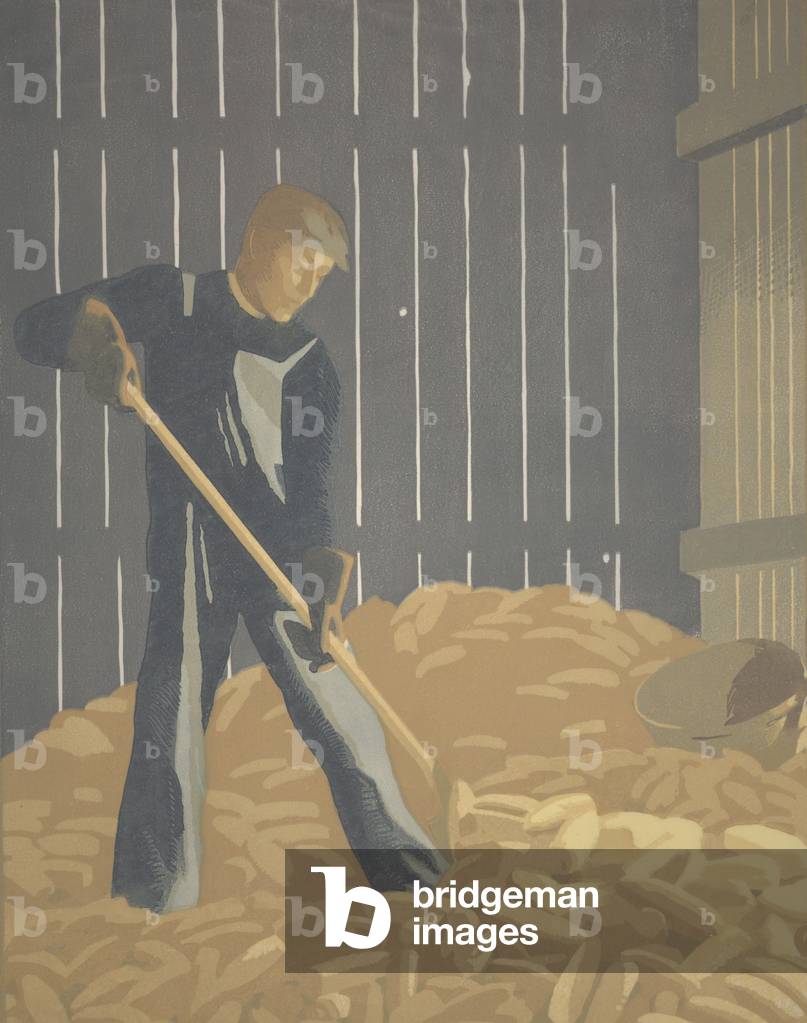 Man in Corncrib, c.1933-1934 (color lithograph)