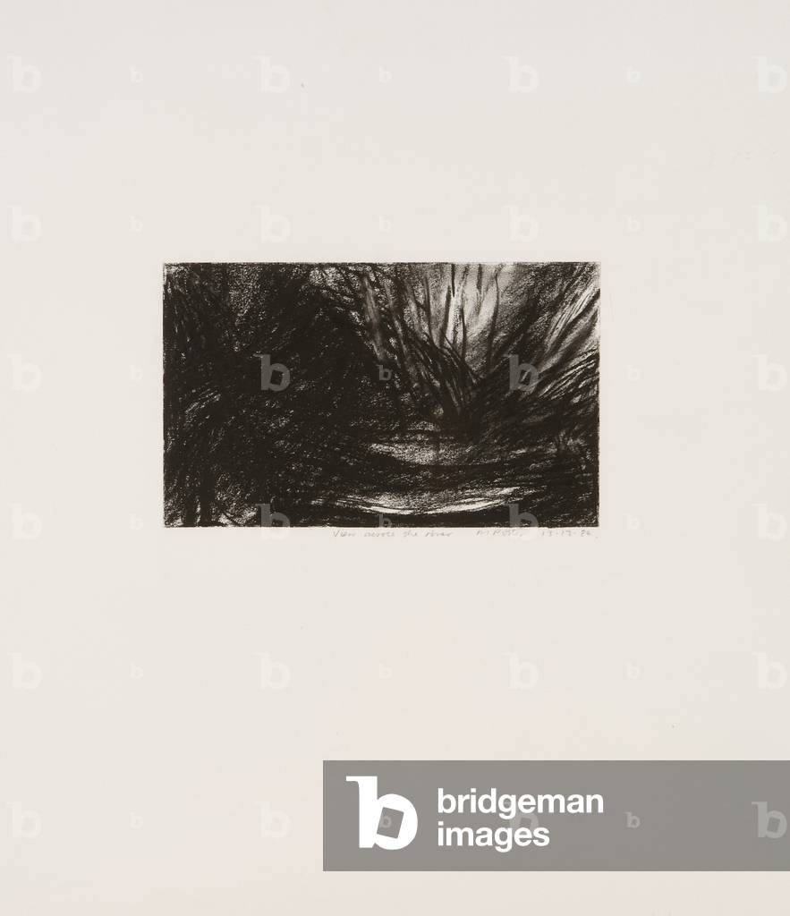 View Across the River, 1984 (charcoal on paper)