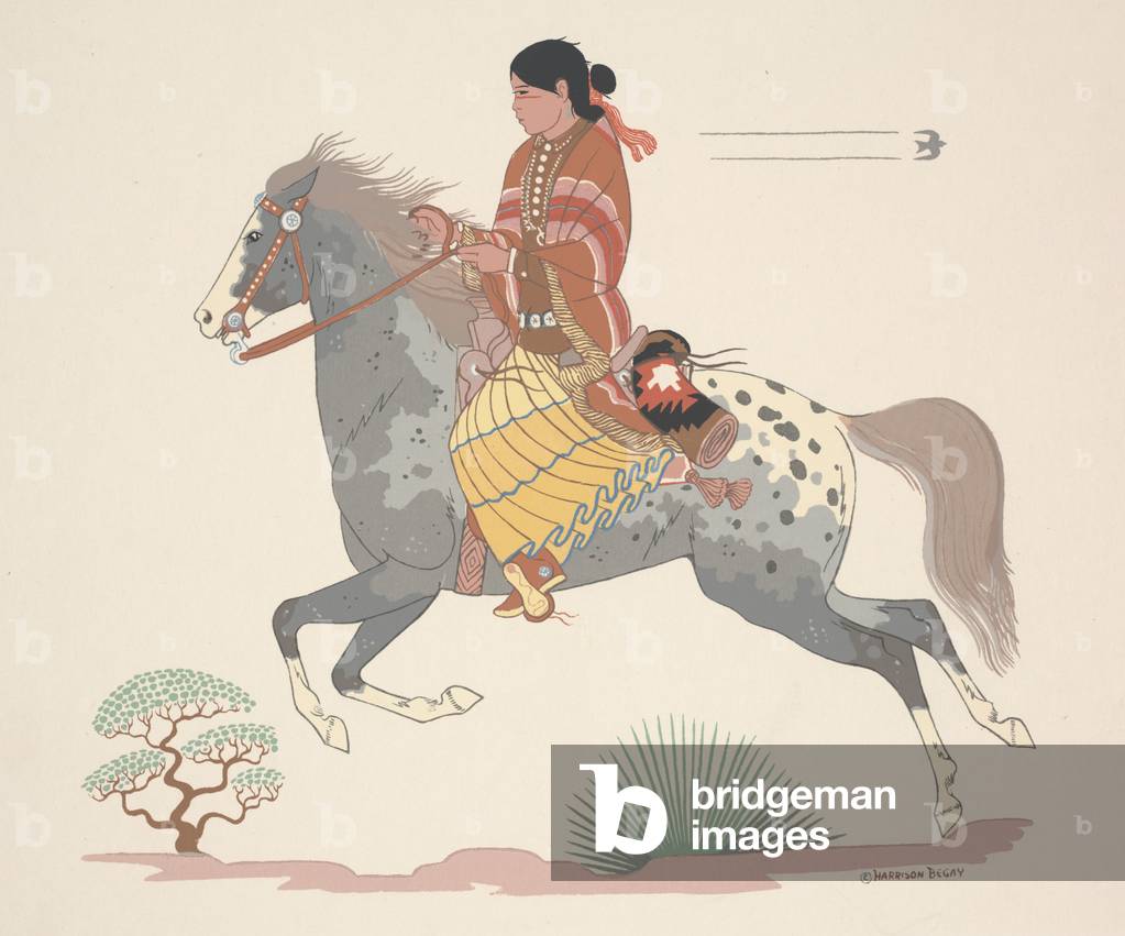 Indian Woman on Horse, 1952 (silkscreen)