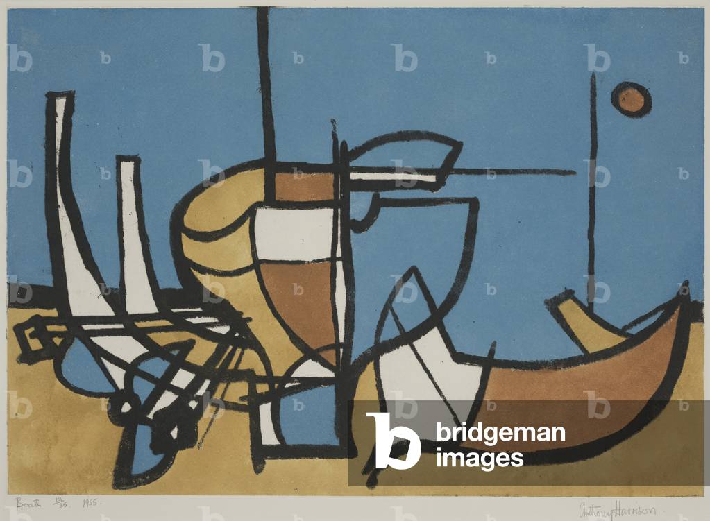 Boats, 1955 (colour aquatint)