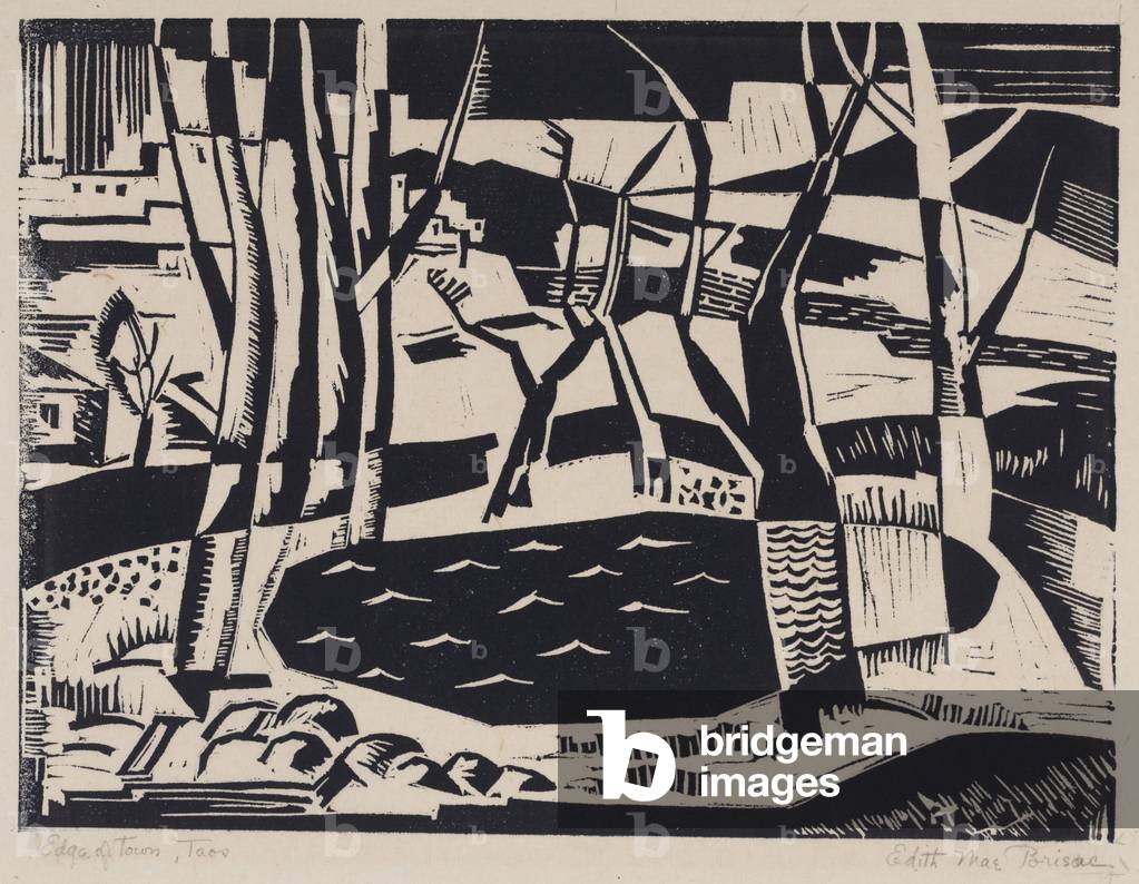 Edge of Town, Taos (linoleum cut)