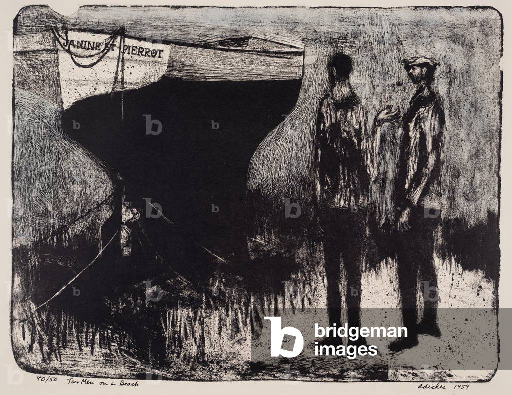 Two Men on a Beach, 1954 (litho)