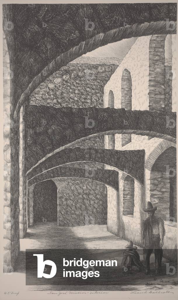 San Jose Mission, Interior, c.1935-1938 (lithograph)