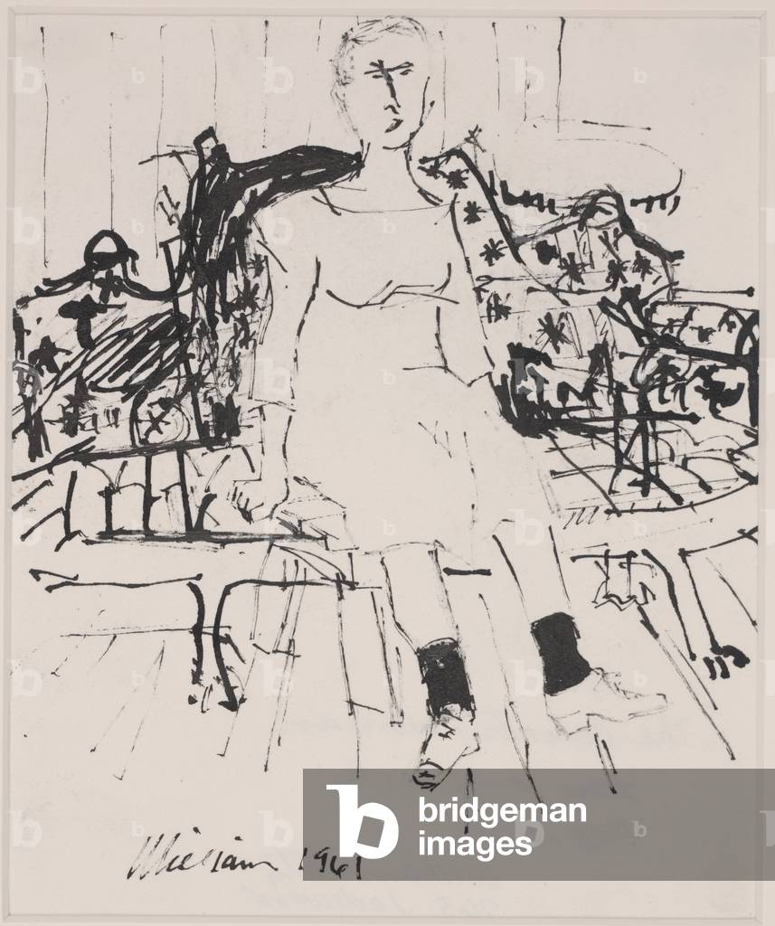 A Portrait of Mrs. Hass, 1961 (pen & ink on paper)