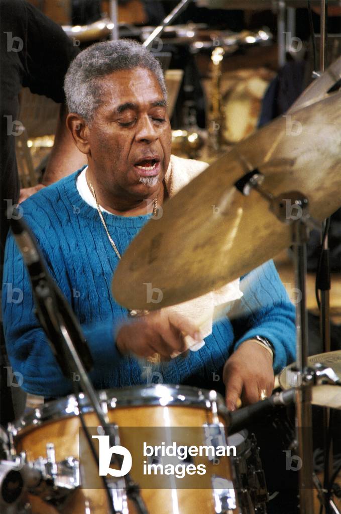 Dizzy Gillespie playing drumkit