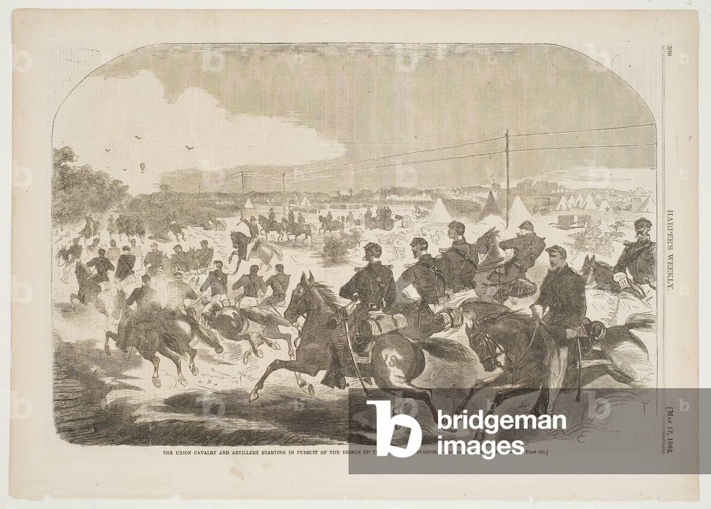 The Union Cavalry and Artillery Starting in Pursuit of the Rebels Up the Yorktown Turnpike, published in 