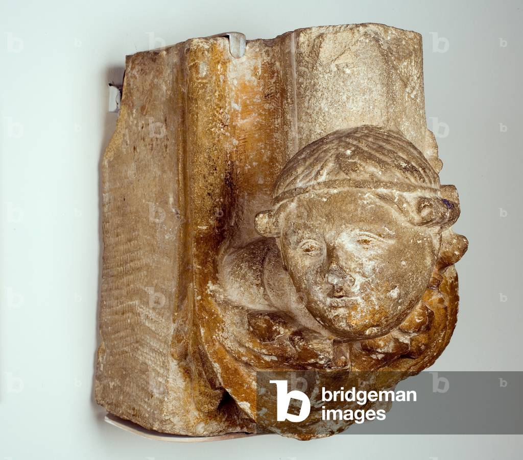 Paired Head Stops, c.1300-25 (limestone)