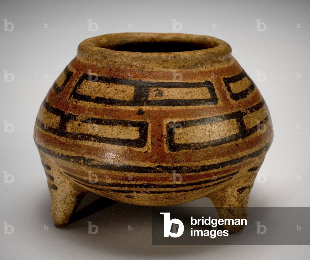 Three Footed Polychrome Bowl (ceramic, polychrome)