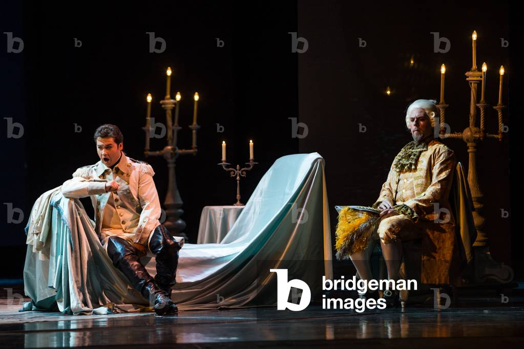Teodor Ilincai as Maurizio in the opera 'Adriana Lecouvreur', at the Teatro de la Maestranza, Seville, May 2018 (photo)