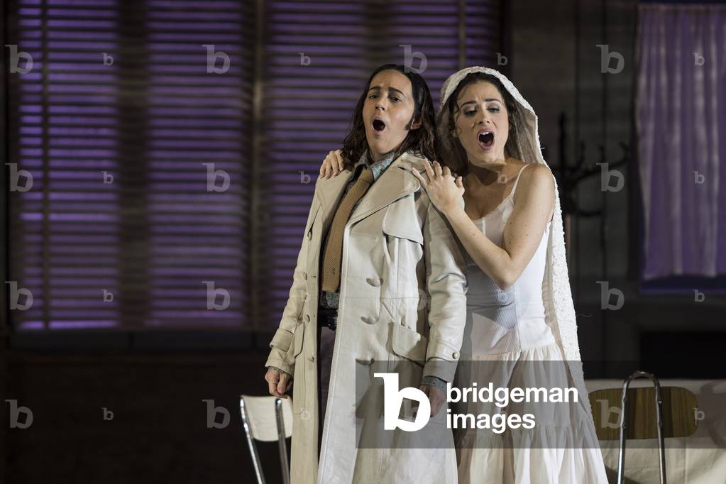 Daniela Mack as Romeo and Leonor Bonilla as Giulietta in the opera I Capuleti e i Montecchi 2021