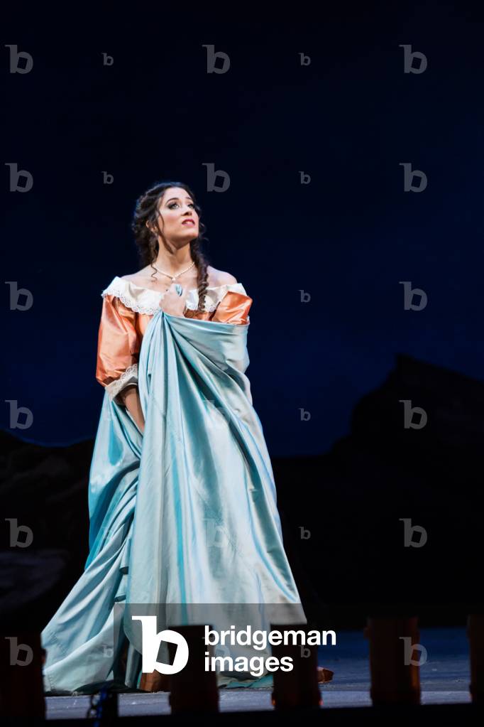 Leonor Bonilla as Miss Lucia in the opera 'Lucia di Lammermoor', rehearsal at Teatro de la Maestranza, October 2018 (photo)