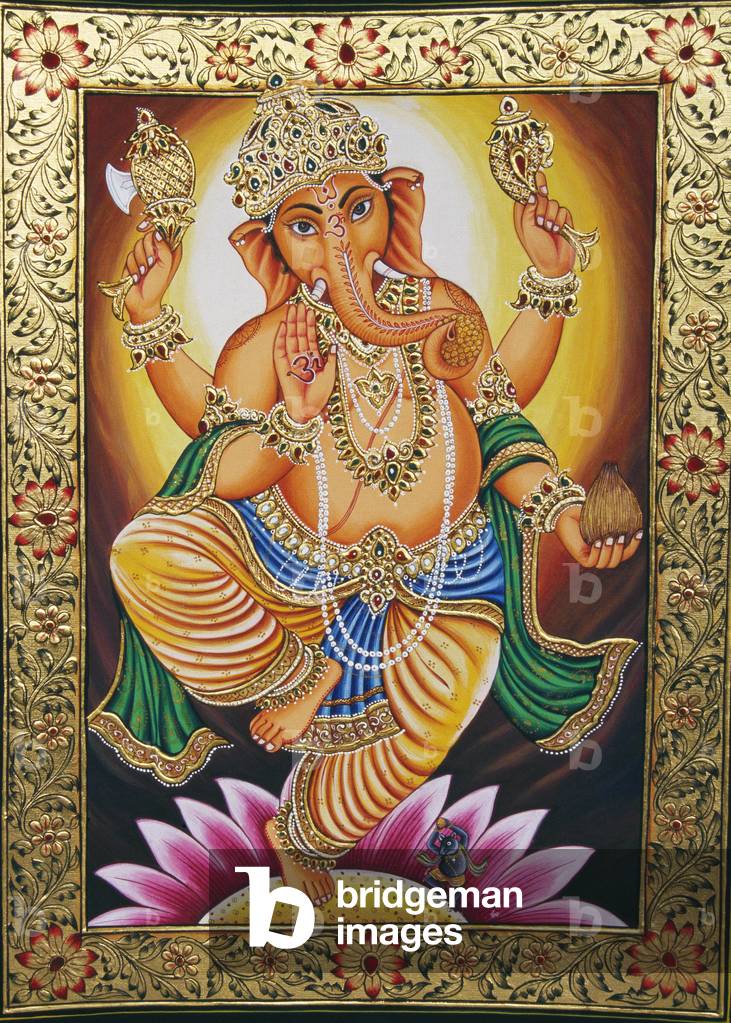Lord Ganesha Ganpati Miniature Painting on Paper