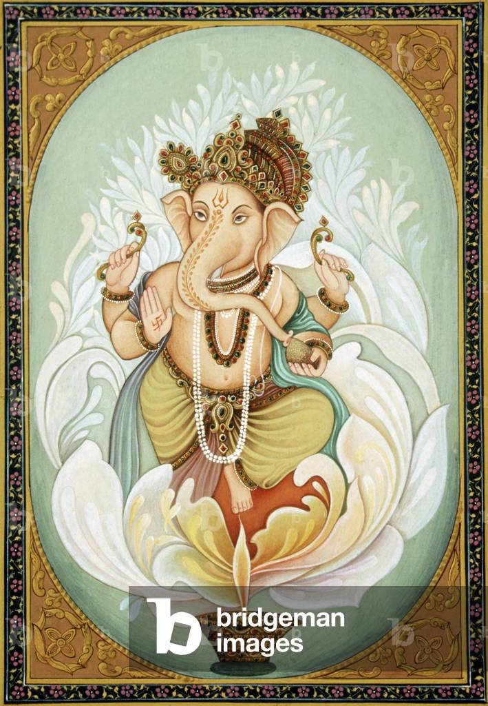 Lord Ganesh Ganpati Miniature Painting on Paper