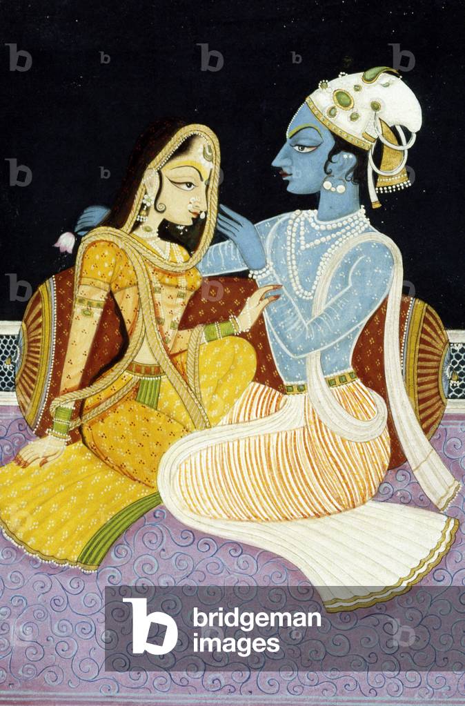 Painting of God Krishna & her Greatest Devotee Radha, India