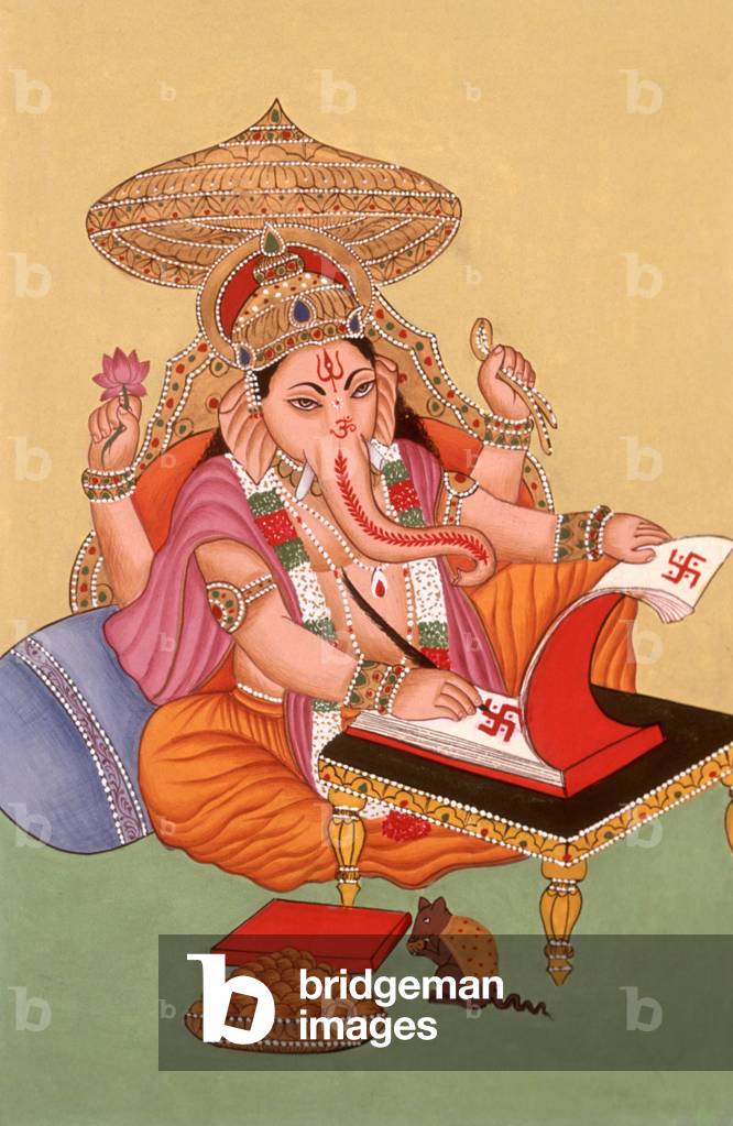 Miniature Painting Elephant Headed God Ganesh Ganpati, India
