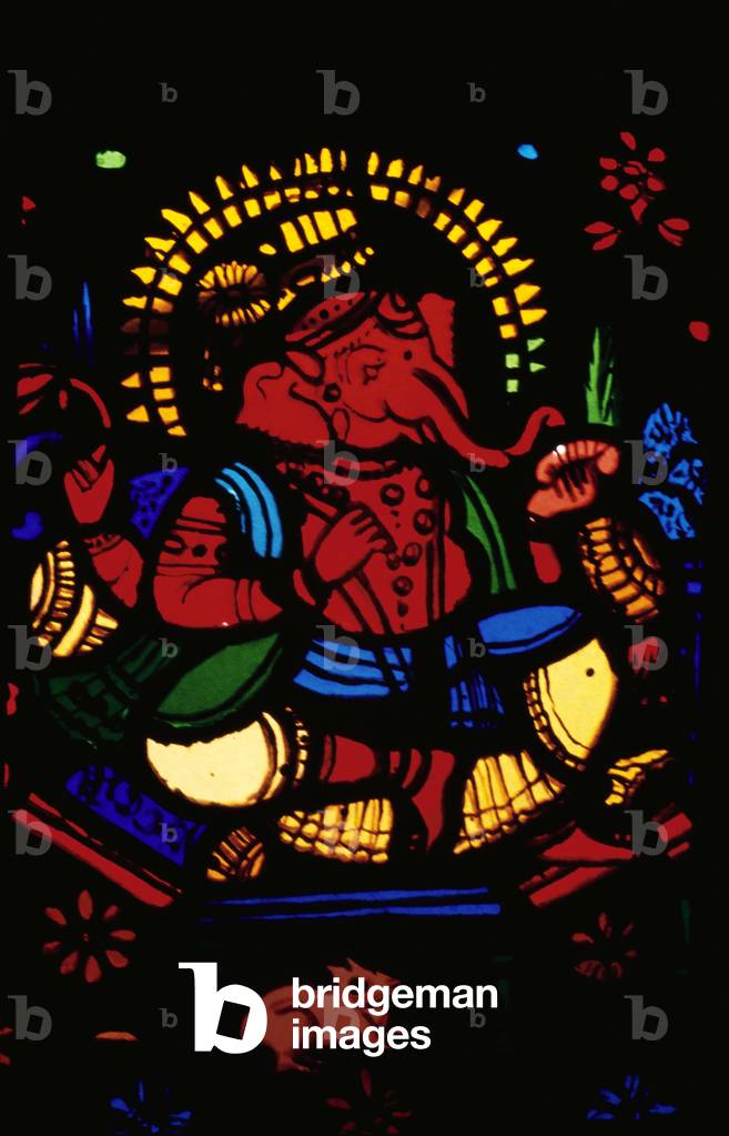 Lord Ganesha Ganpati on Stained Glass