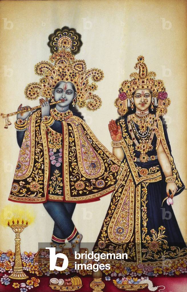 Miniature Painting of Radha Krishna on Ivory