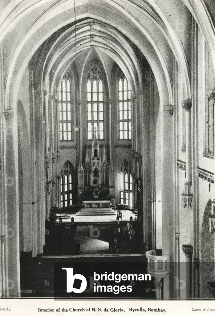 Catholic Church of N. S. da Gloria, Byculla, Mumbai, Maharashtra, India (b/w photo)