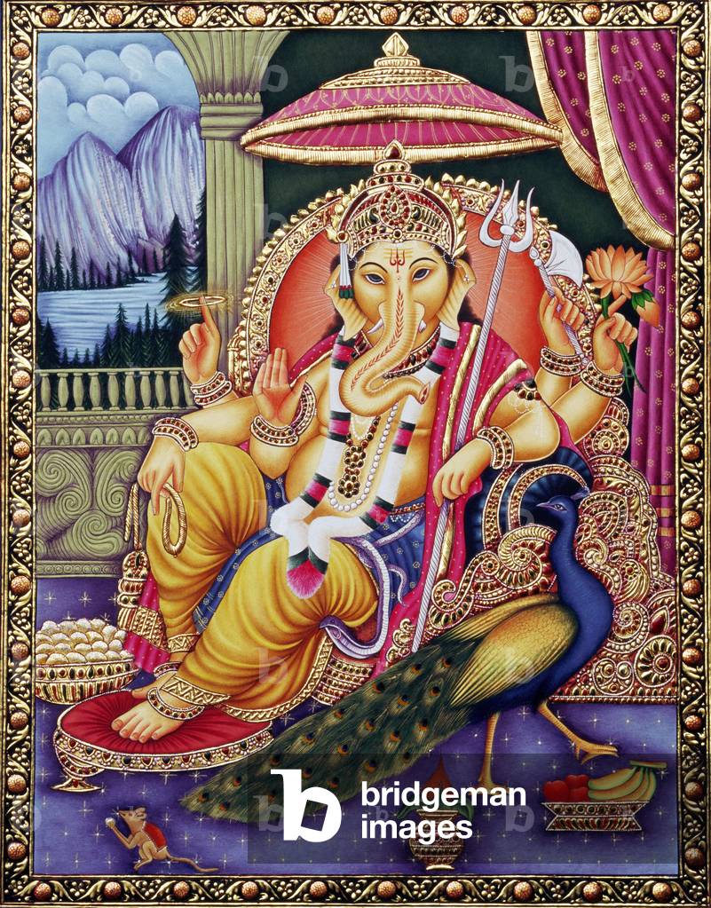 Lord Ganesha Ganpati in Miniature Painting on Paper